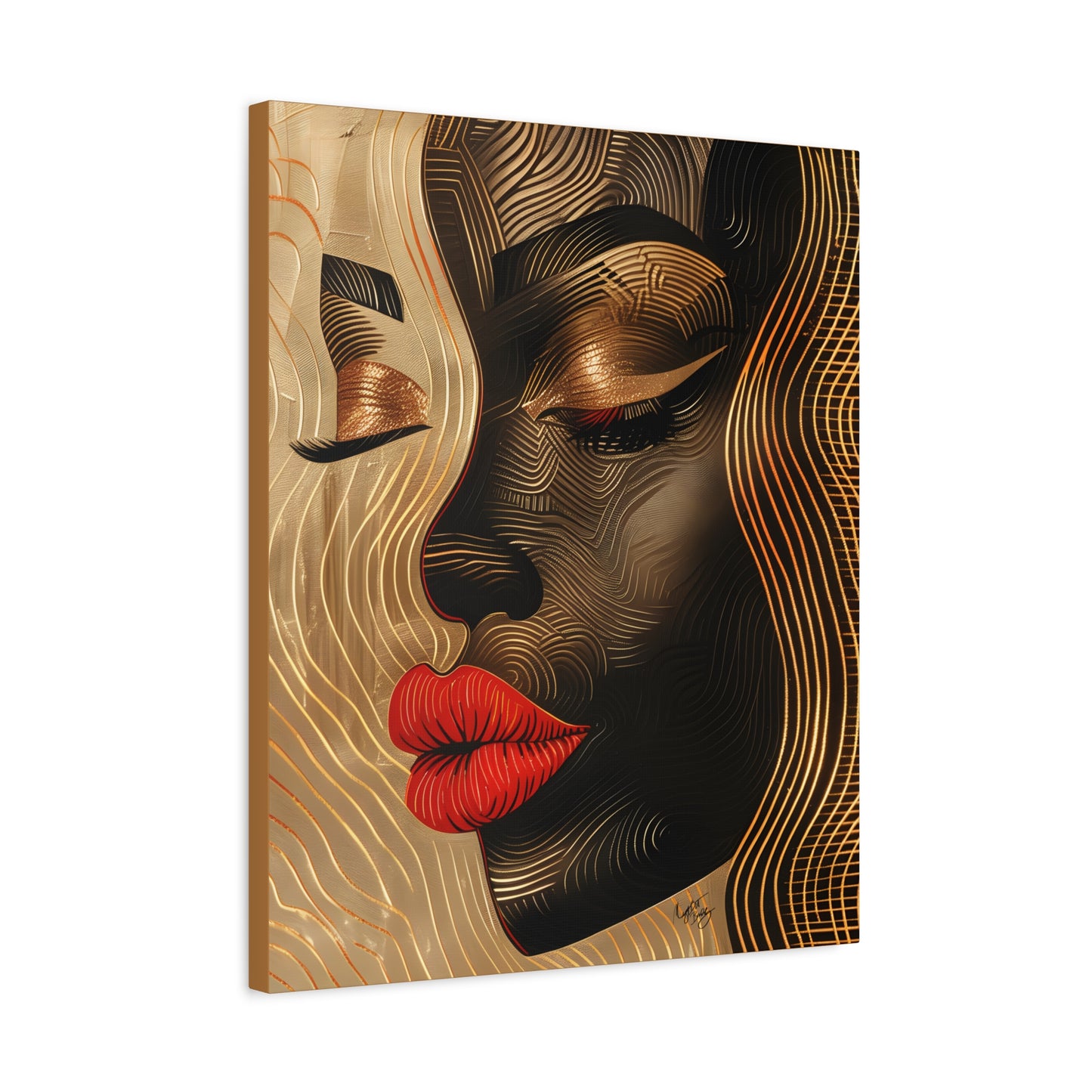 Enswirled Afrocentric Black Woman Abstract Art Canvas Wall Print