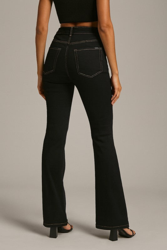 Bootcut Jeans with Gold Gem Studs - Xtreme Shopper