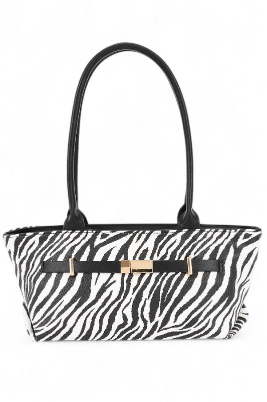Zebra Printed Top Handle Shoulder Vegan Leather Bag - Xtreme Shopper