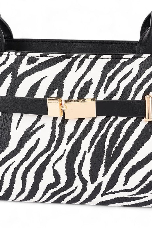 Zebra Printed Top Handle Shoulder Vegan Leather Bag - Xtreme Shopper