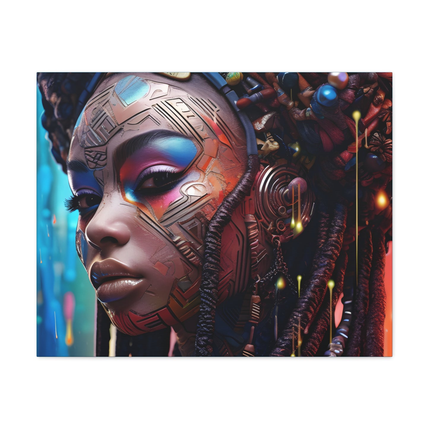 Princess Of The Past and Future Afrocentric Afrofuturism Abstract Black Artwork Canvas Wall Print