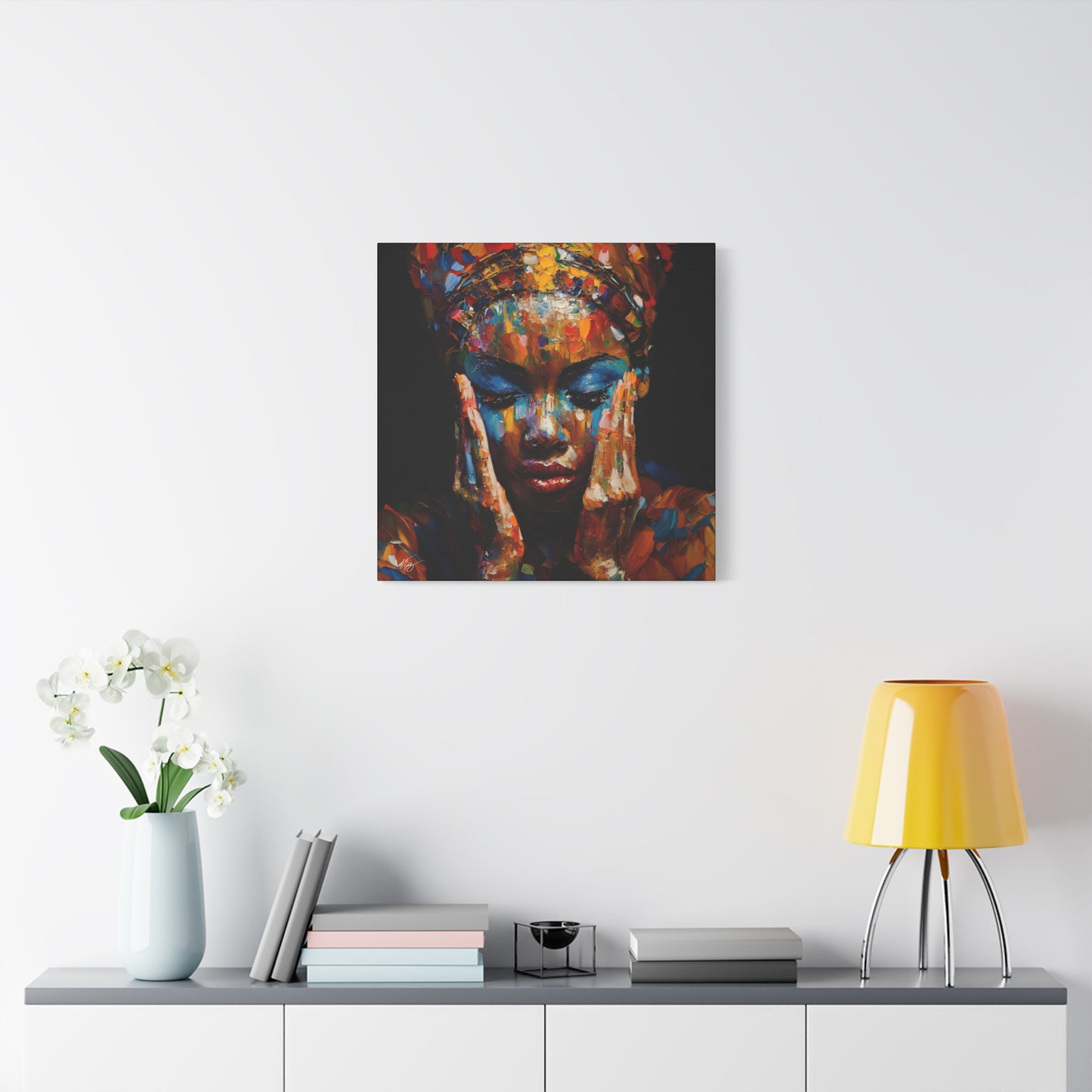 Heavy Is The Head That Wears The Crown Afrocentric Black Woman Abstract Art Canvas Wall Print