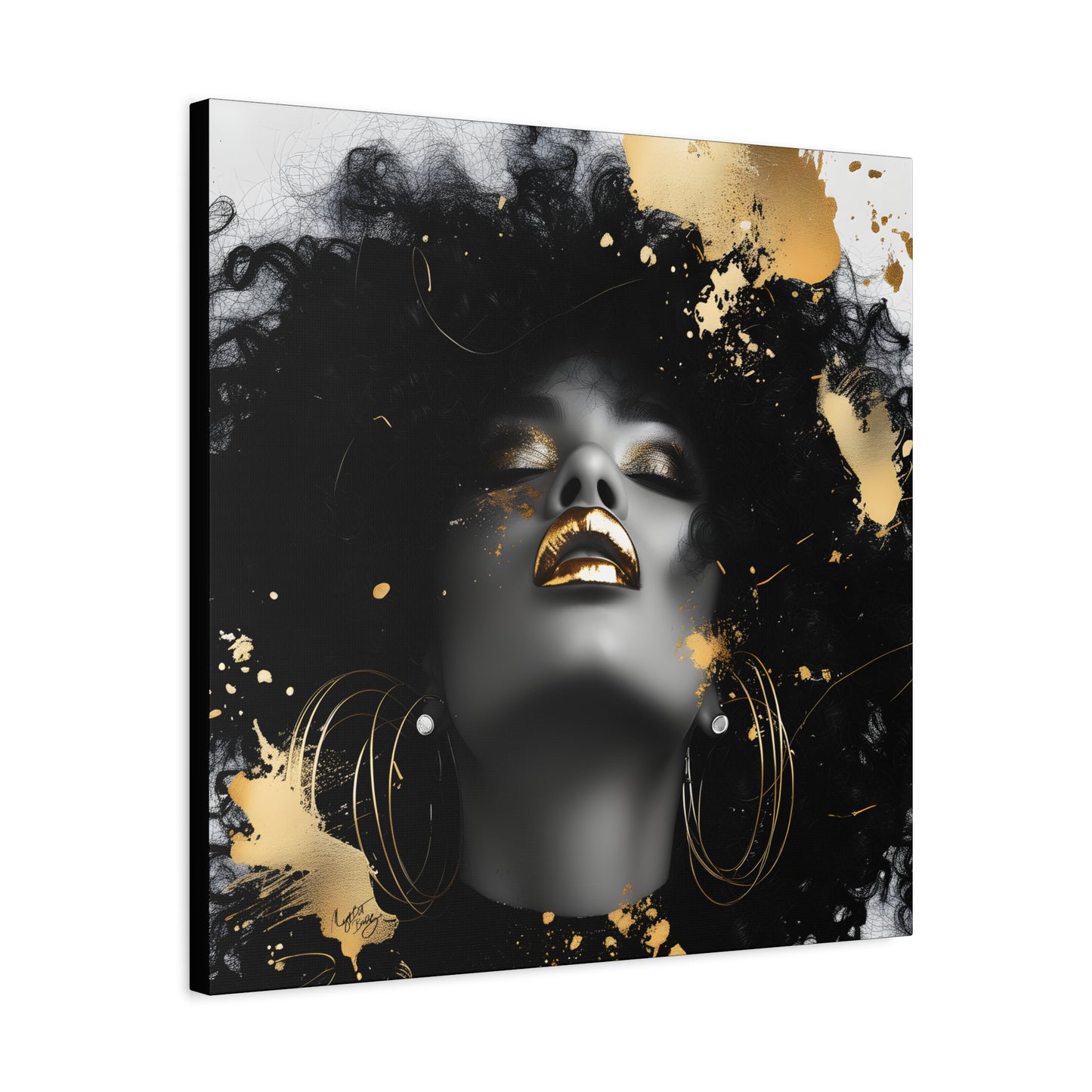 Gold Is My Passion Afrocentric Black Woman Abstract Art Canvas Wall Print