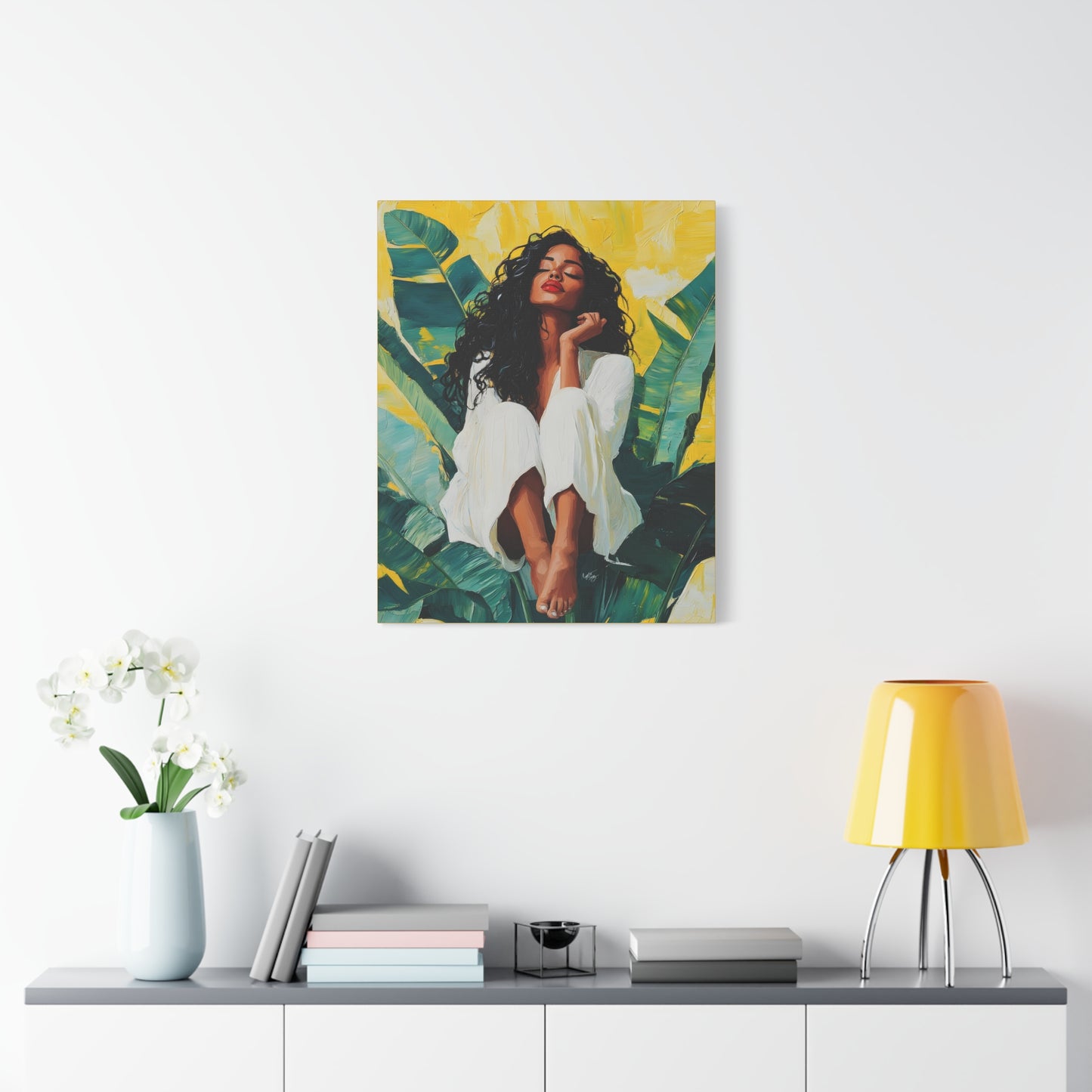 It's A Beautiful Day Afrocentric Black Woman Abstract Art Canvas Wall Print