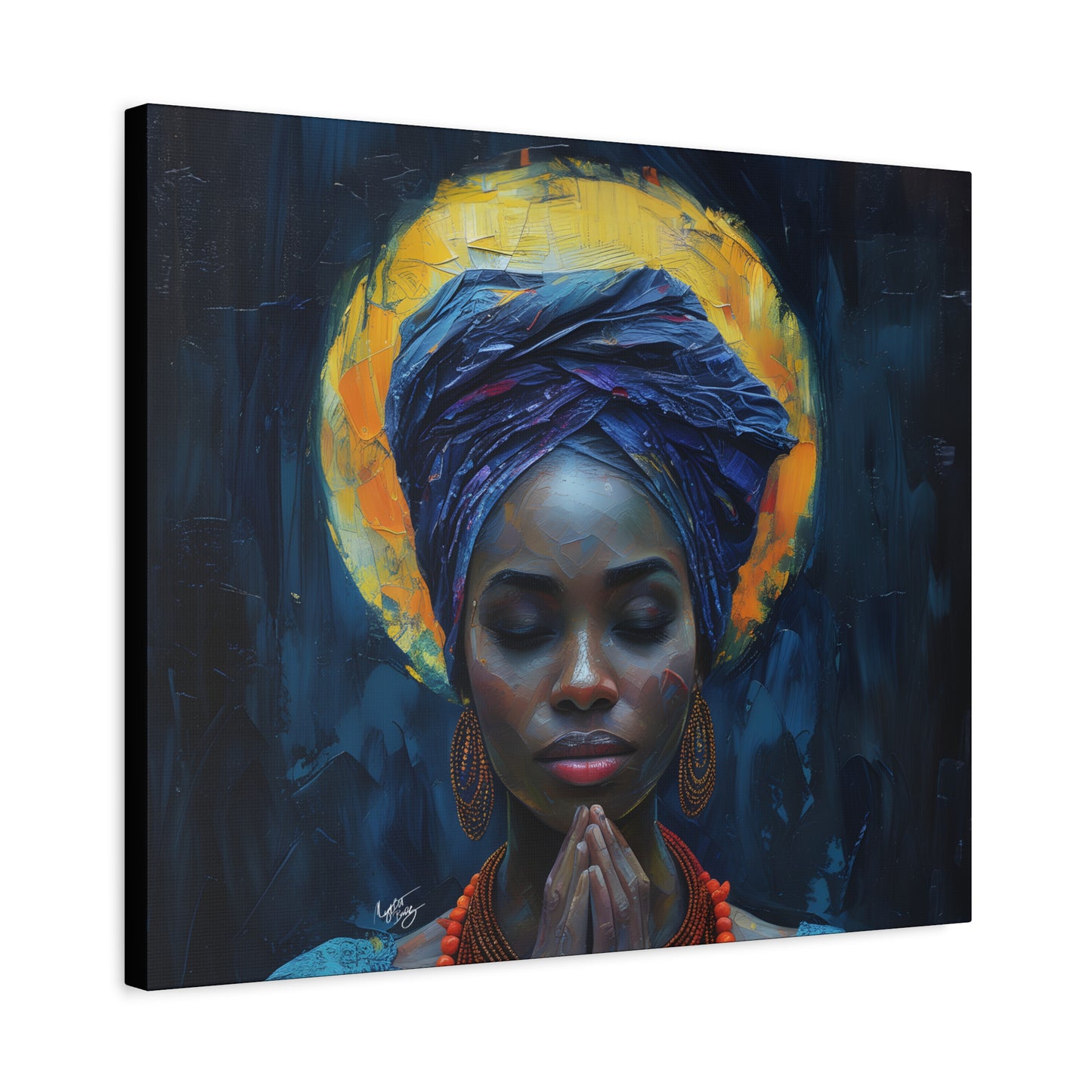 Sunset Relaxation Afrocentric Black Woman Spiritual Art Canvas Wall Print
