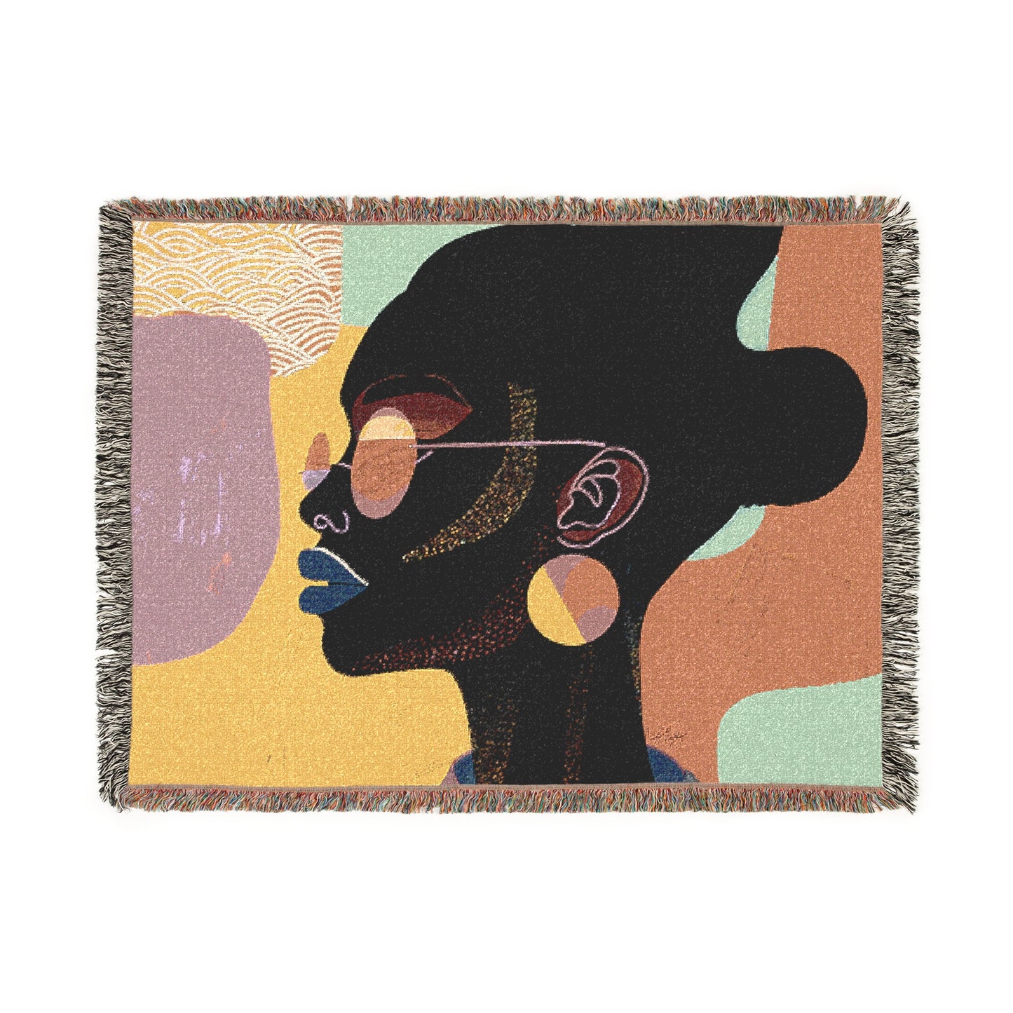 Seriously Beautiful Afrocentric Black Woman Abstract Art Woven Throw Blanket