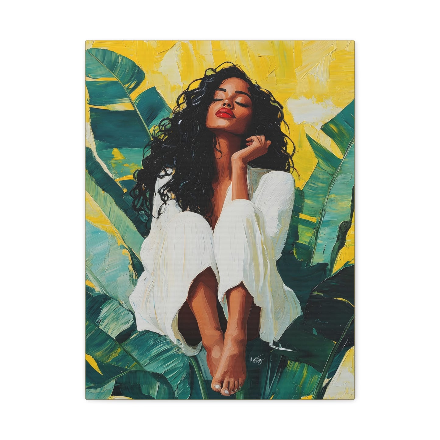 It's A Beautiful Day Afrocentric Black Woman Abstract Art Canvas Wall Print
