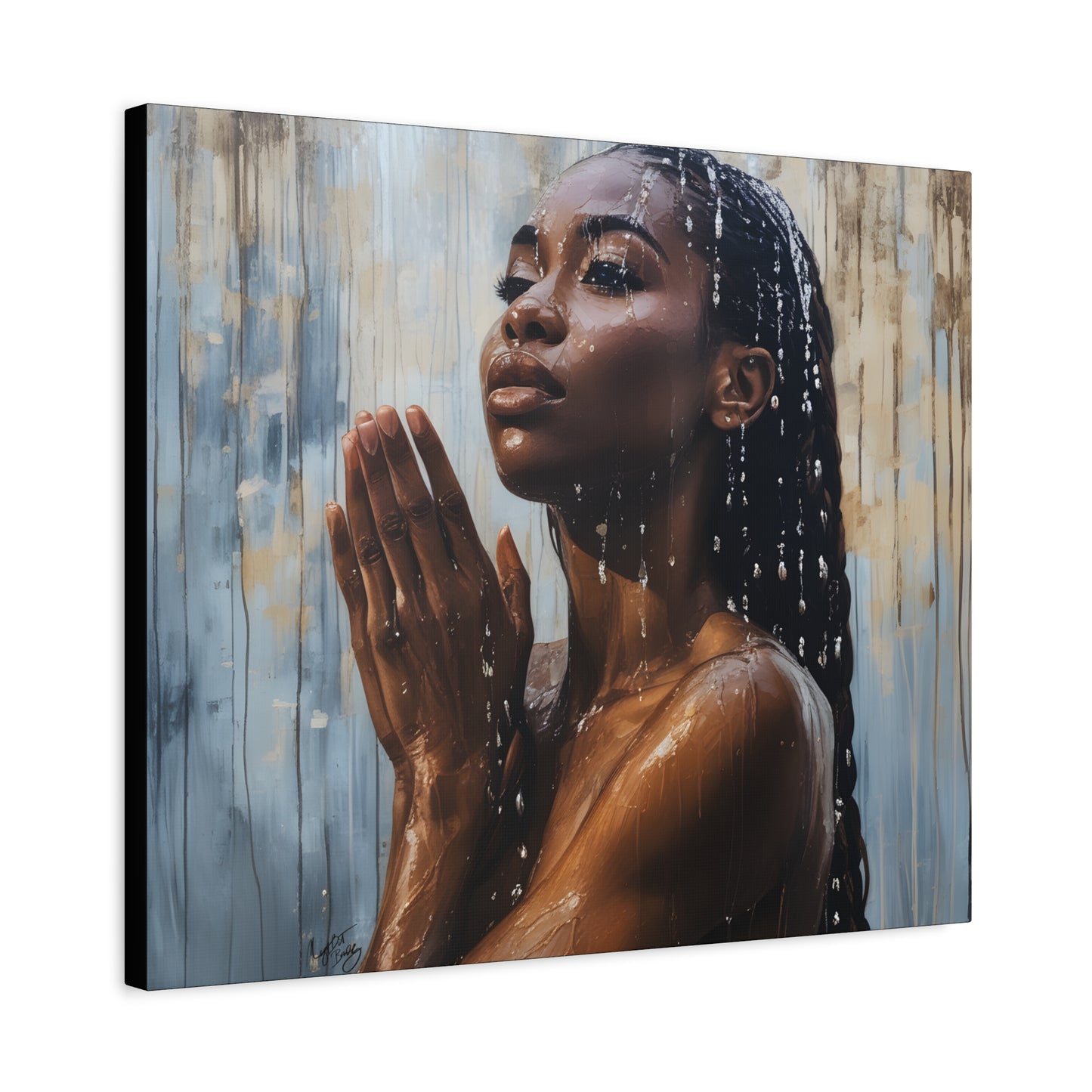Naturally Peaceful Afrocentric Black Woman Art Canvas Wall Print
