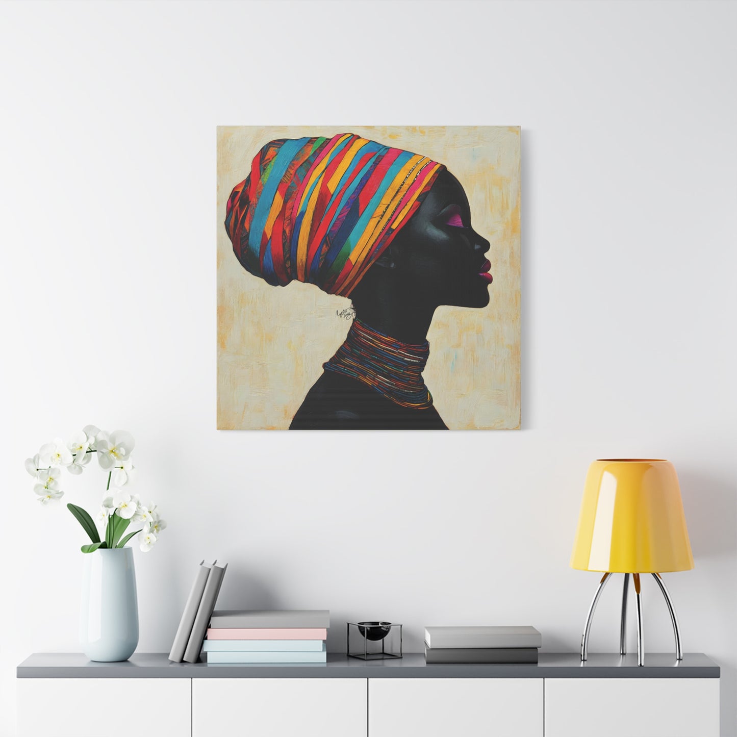 Regal Thoughts Afrocentric Black Woman Art Canvas Wall Print