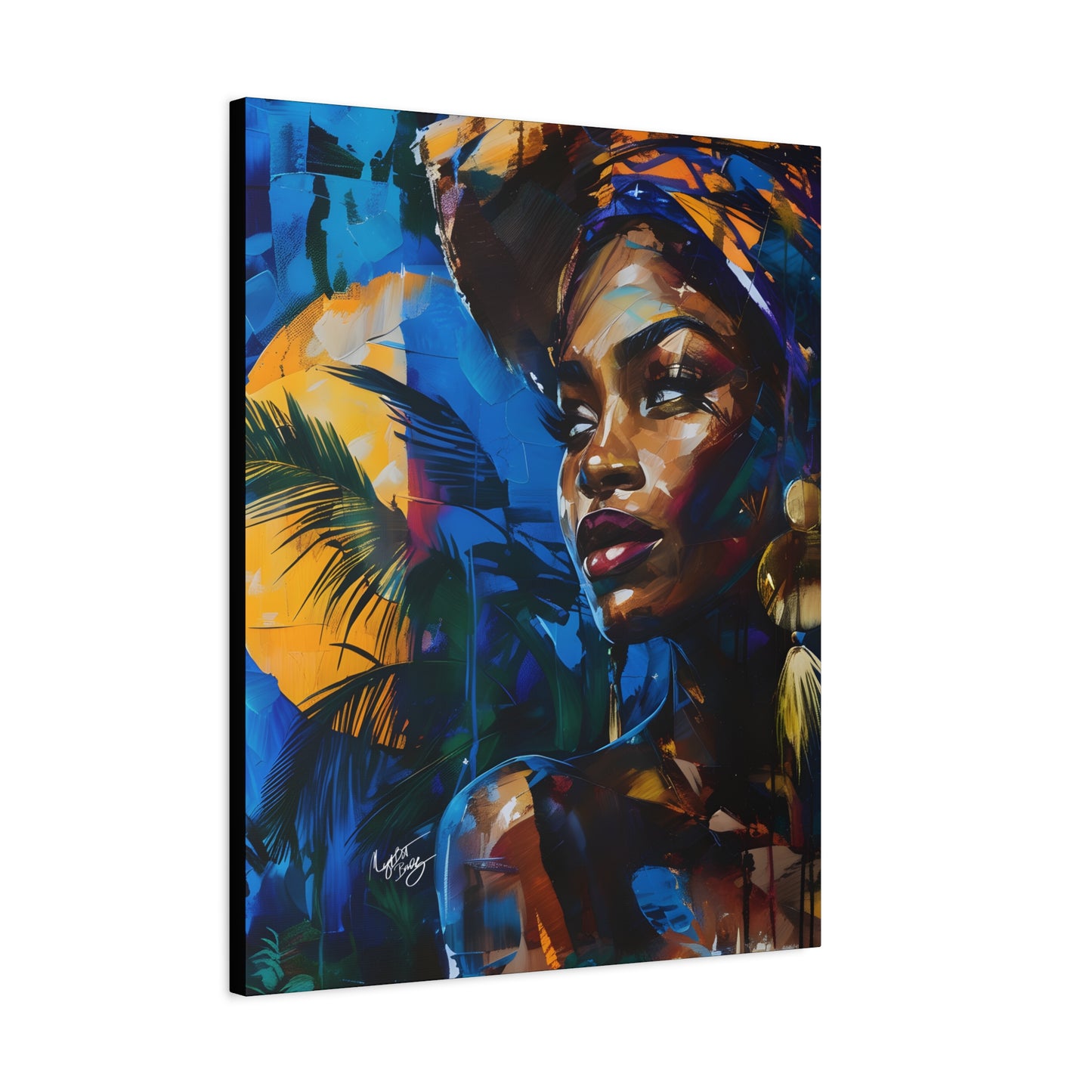Vacation Vibes Afrocentric Black Woman Abstract Art Canvas Wall Print