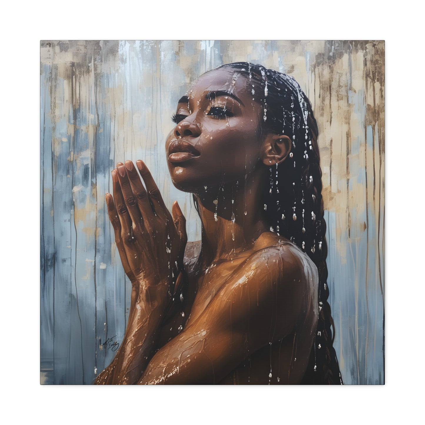 Naturally Peaceful Afrocentric Black Woman Art Canvas Wall Print