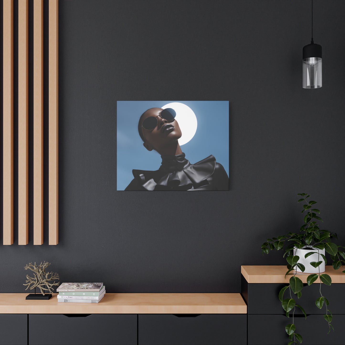 Moonstruck Afrocentric Black Woman Abstract Art Canvas Wall Print