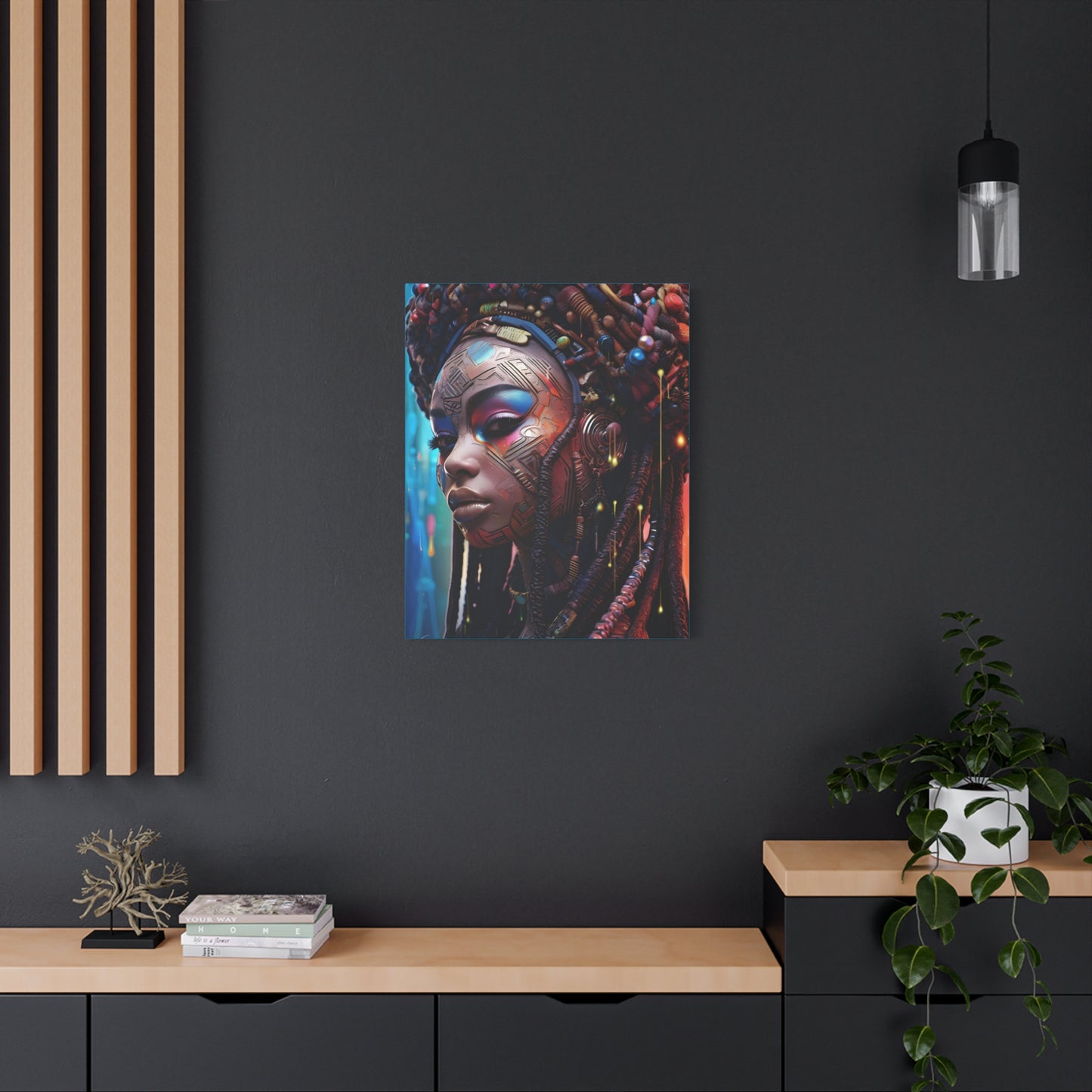 Princess Of The Past and Future Afrocentric Afrofuturism Abstract Black Artwork Canvas Wall Print