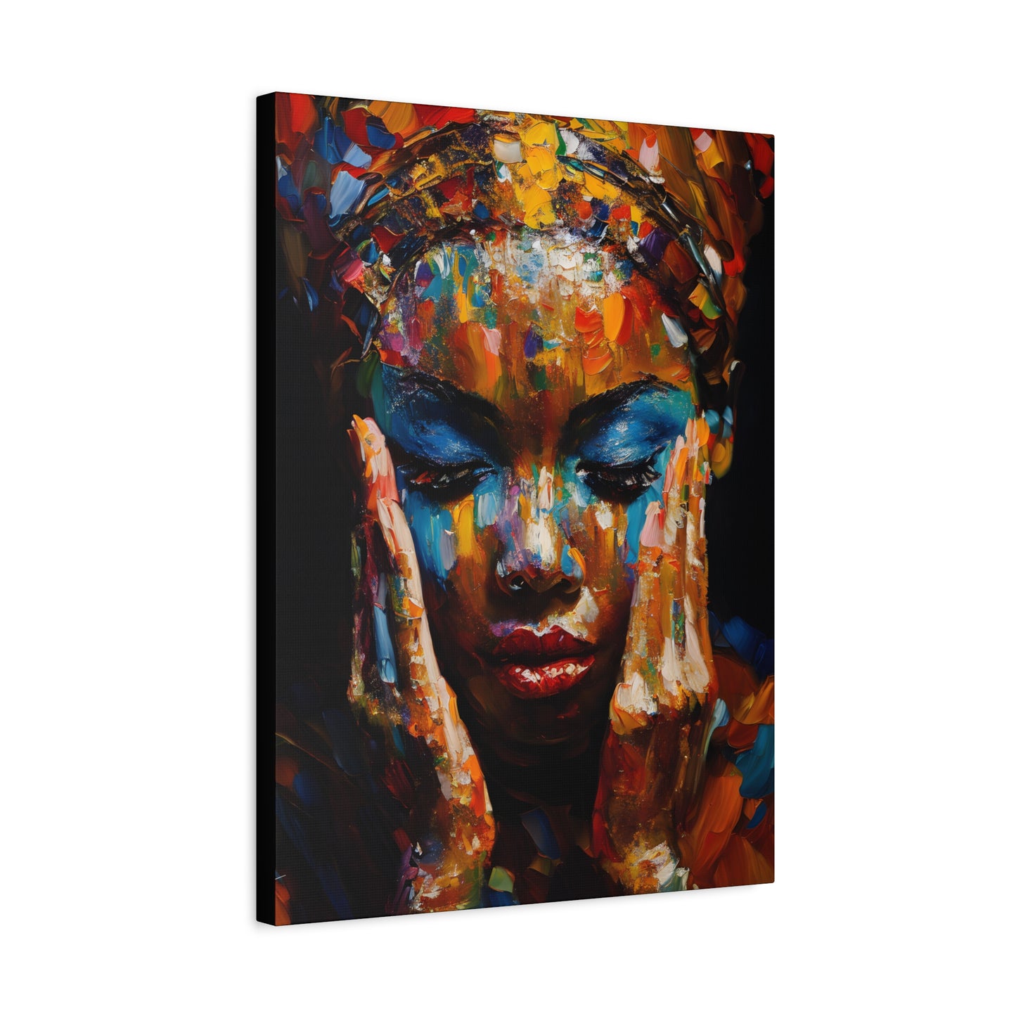 Heavy Is The Head That Wears The Crown Afrocentric Black Woman Abstract Art Canvas Wall Print