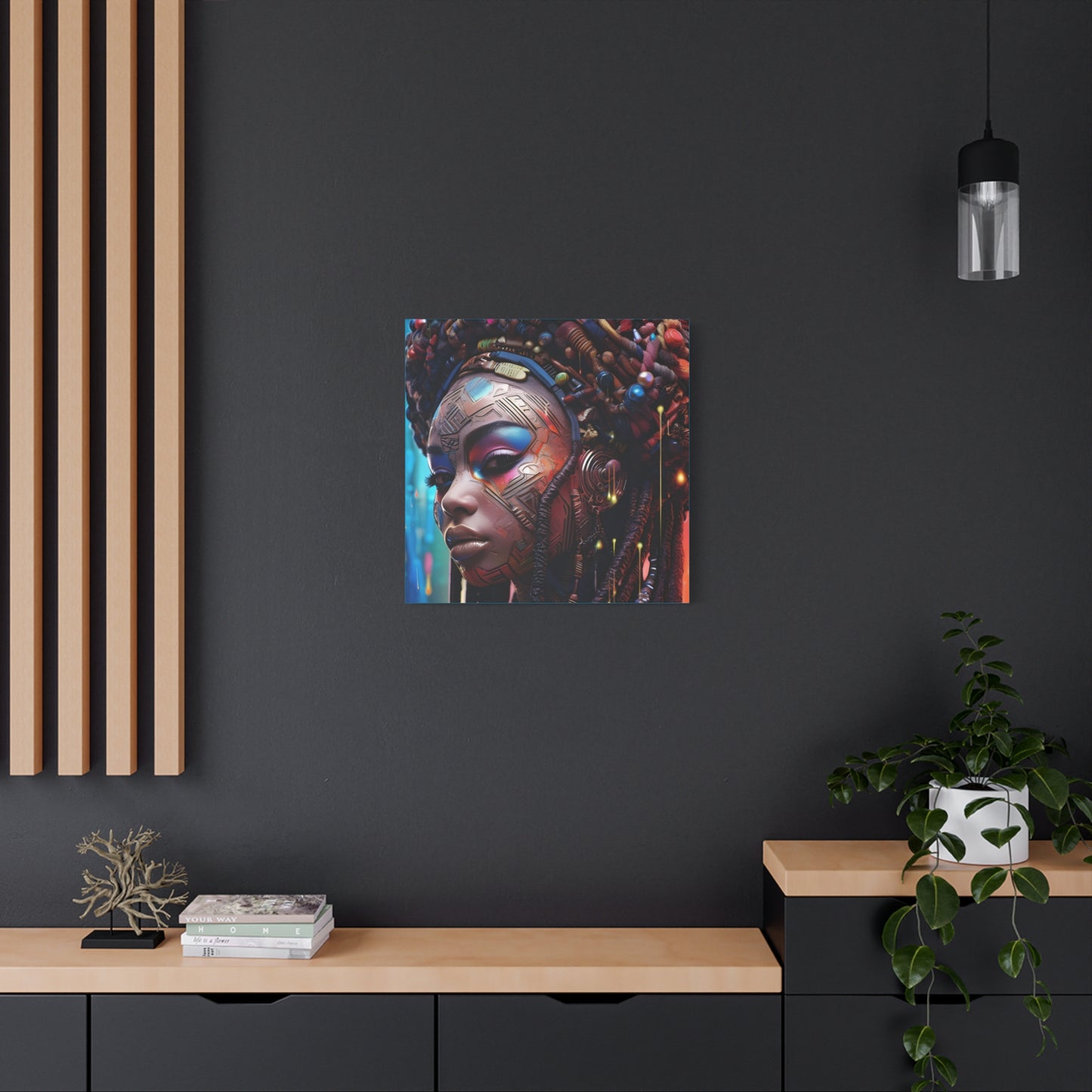 Princess Of The Past and Future Afrocentric Afrofuturism Abstract Black Artwork Canvas Wall Print