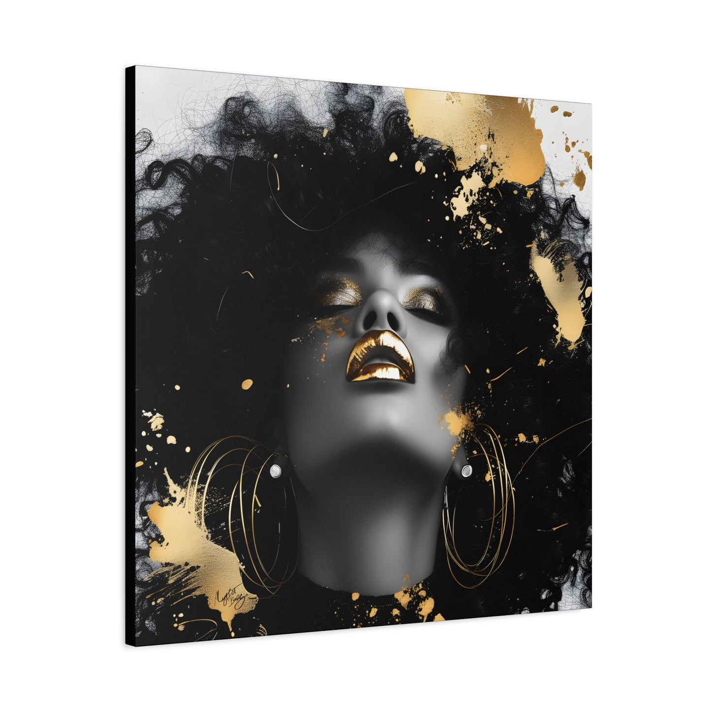 Gold Is My Passion Afrocentric Black Woman Abstract Art Canvas Wall Print