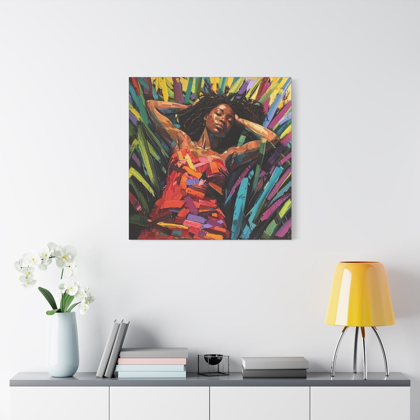 Be At Peace Black Woman Abstract Art Canvas Wall Print