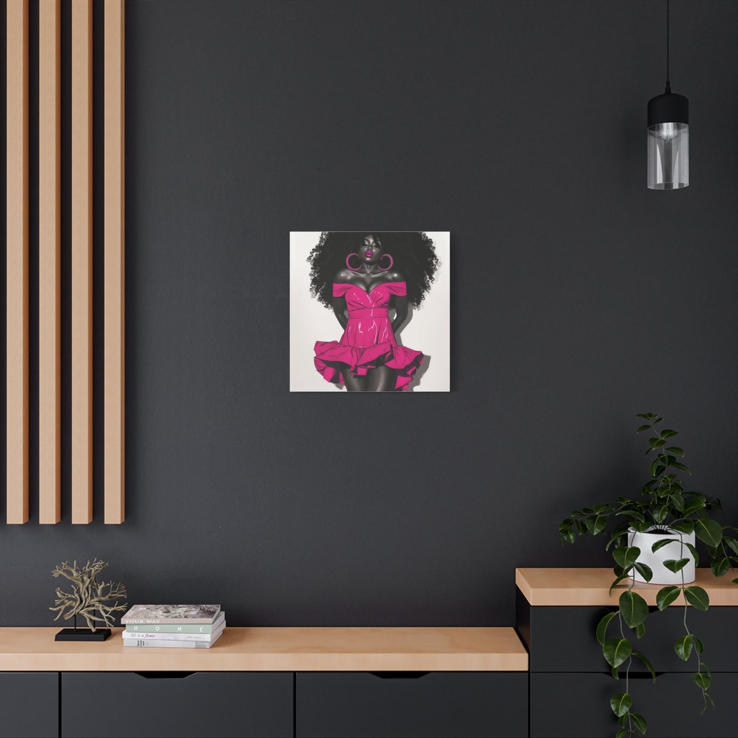 Pink Is My Color Black Woman Art Canvas Wall Print