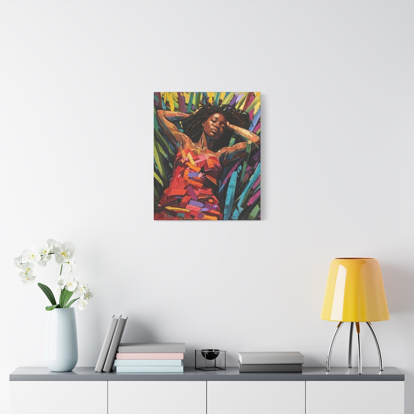 Be At Peace Black Woman Abstract Art Canvas Wall Print