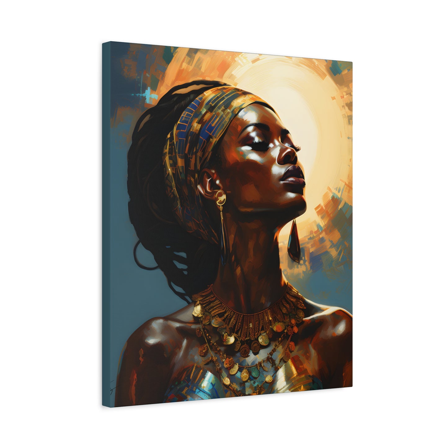 Worship The Sun Afrocentric Black Woman Art Canvas Wall Print