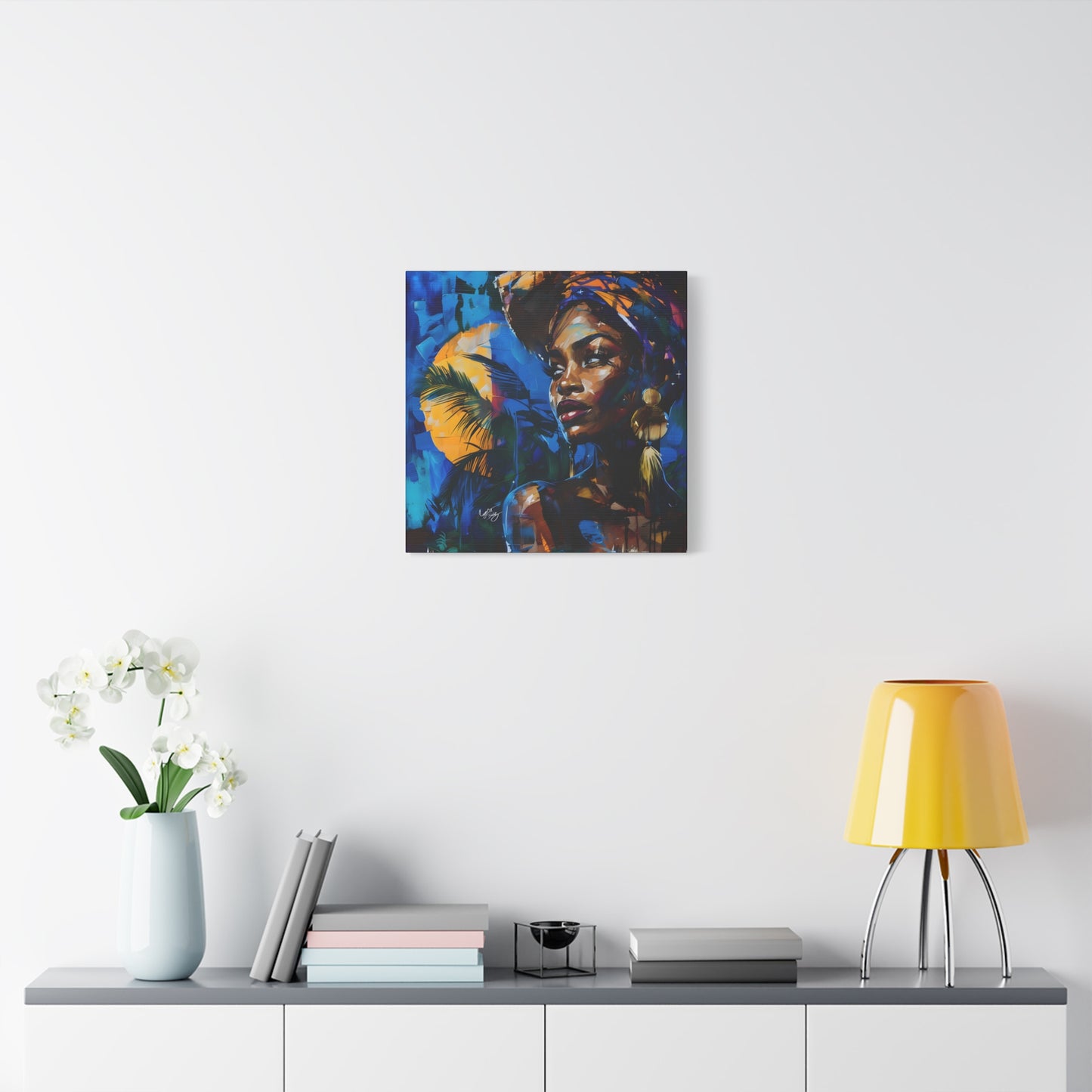 Vacation Vibes Afrocentric Black Woman Abstract Art Canvas Wall Print