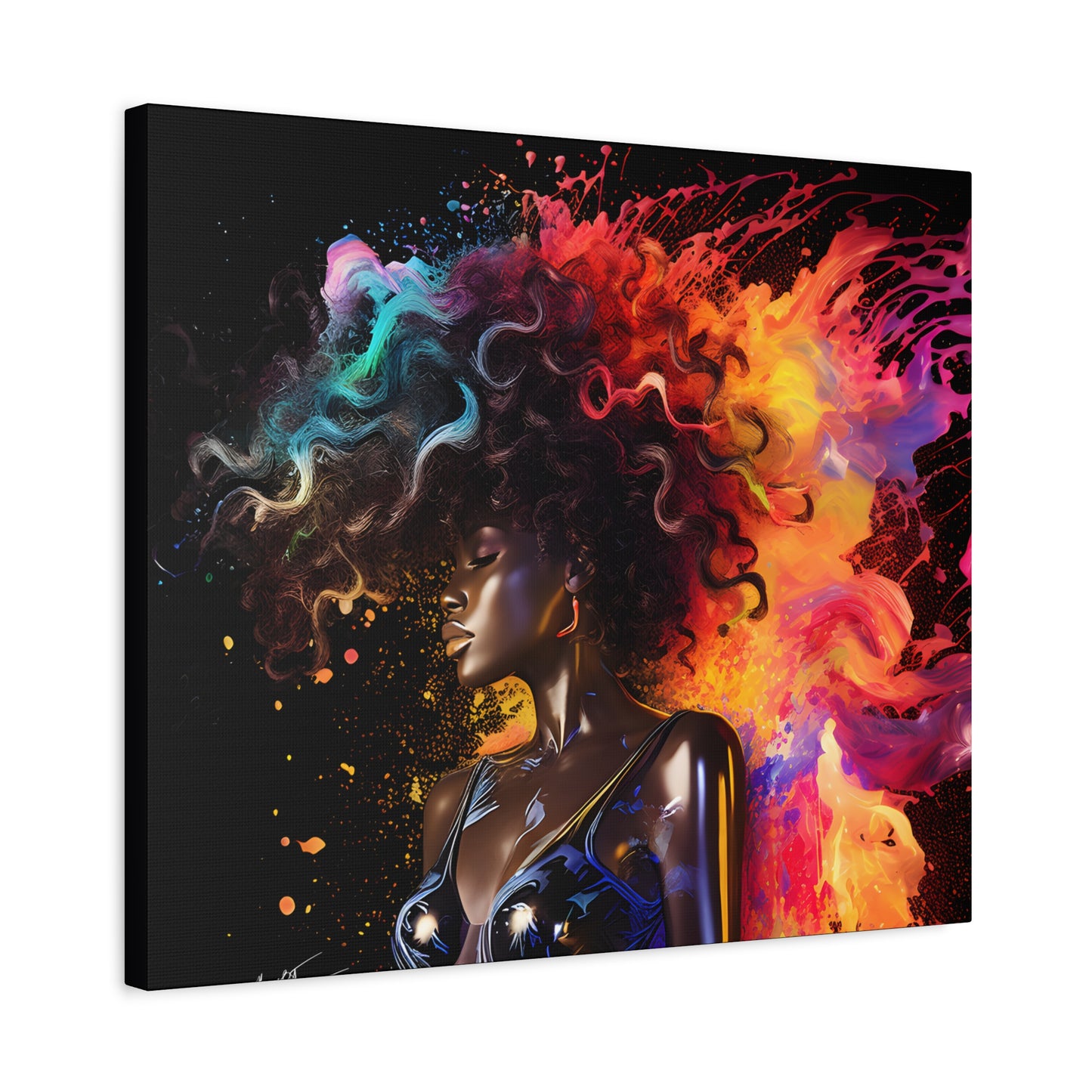 Colors Of The Universe Afrocentric Black Woman Abstract Fantasy Art Canvas Wall Print