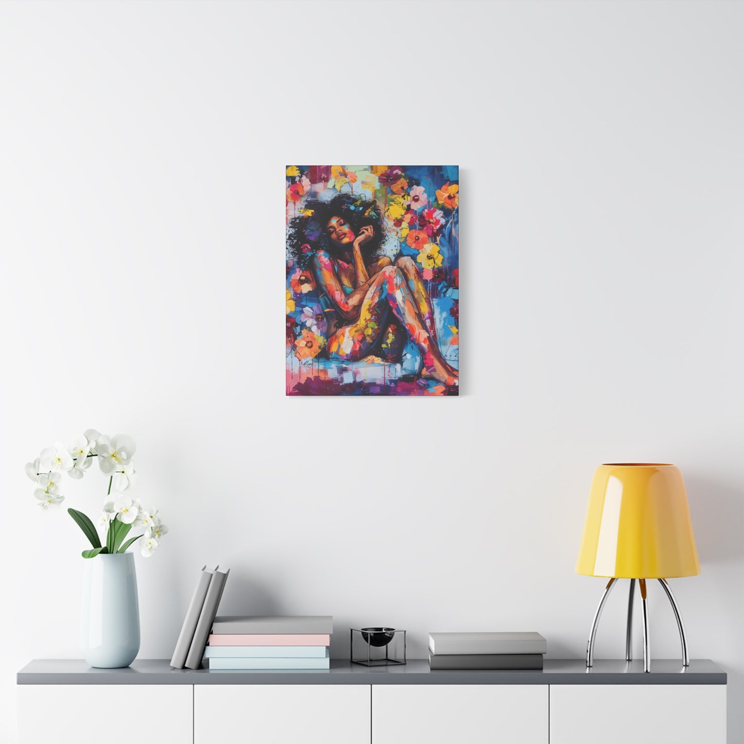 Flowers Blooming Everywhere Afrocentric Black Abstract Art Canvas Wall Print