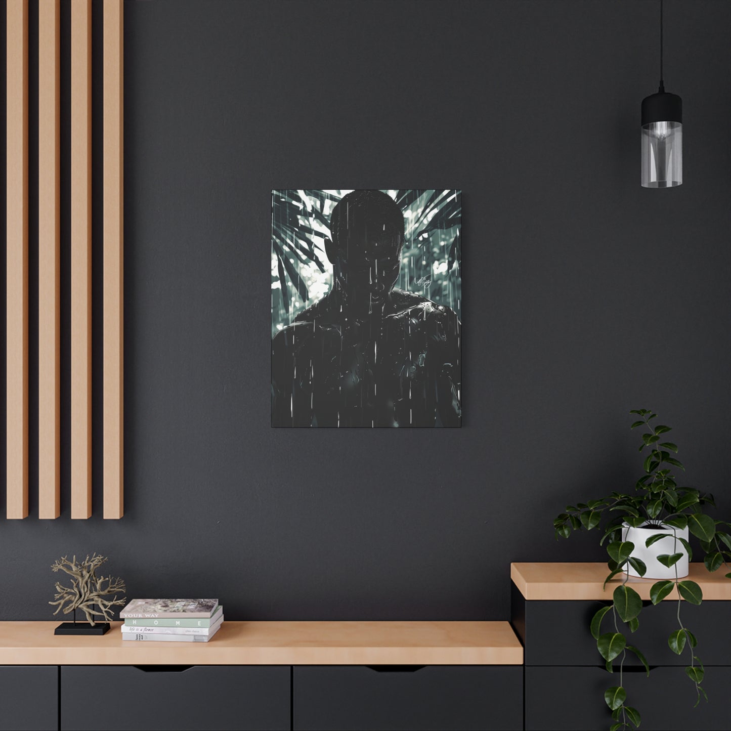 Rainy Days Aren't That Bad Afrocentric Black Man Art Canvas Wall Print