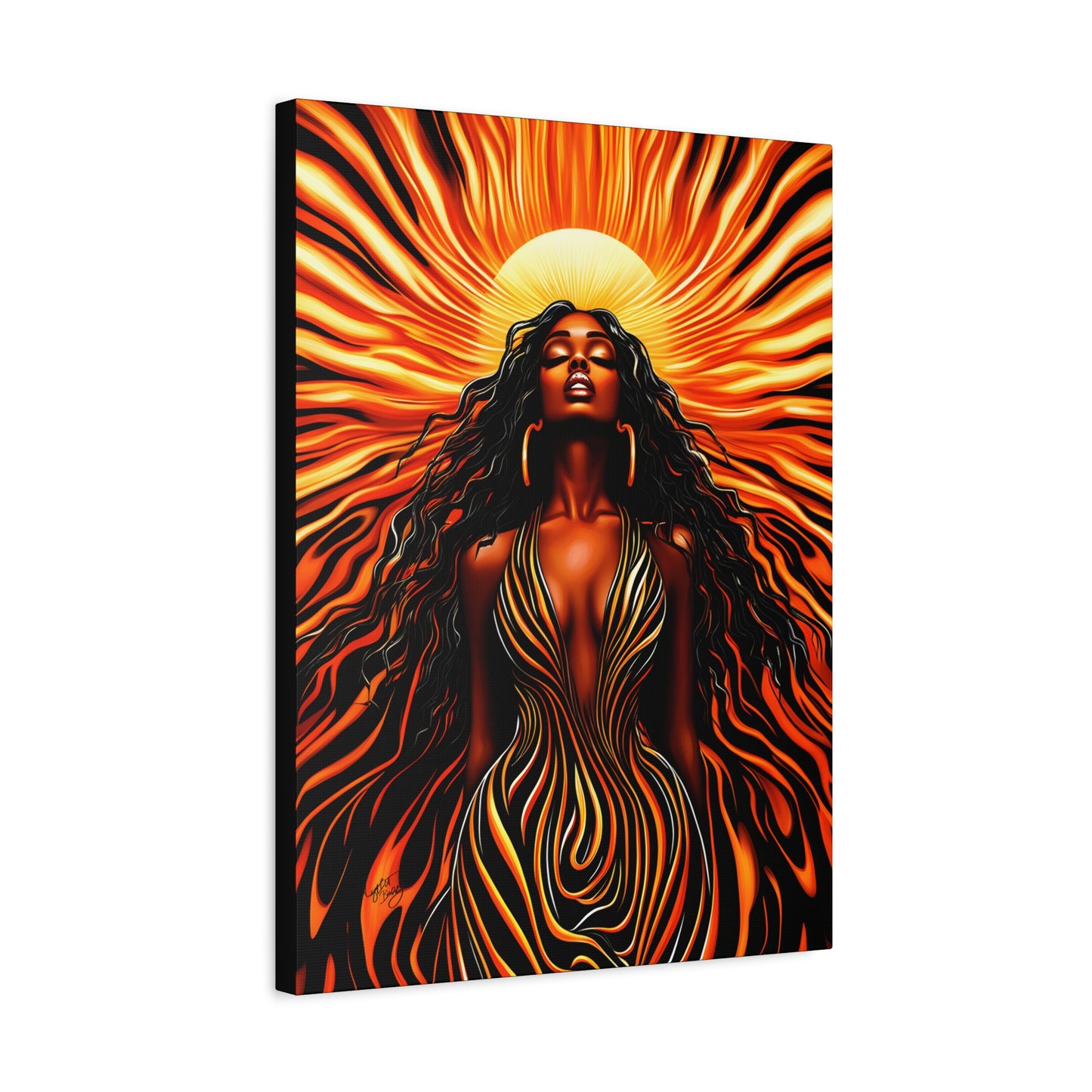 Sunkissed Afrocentric Black Woman Abstract Art Canvas Wall Print