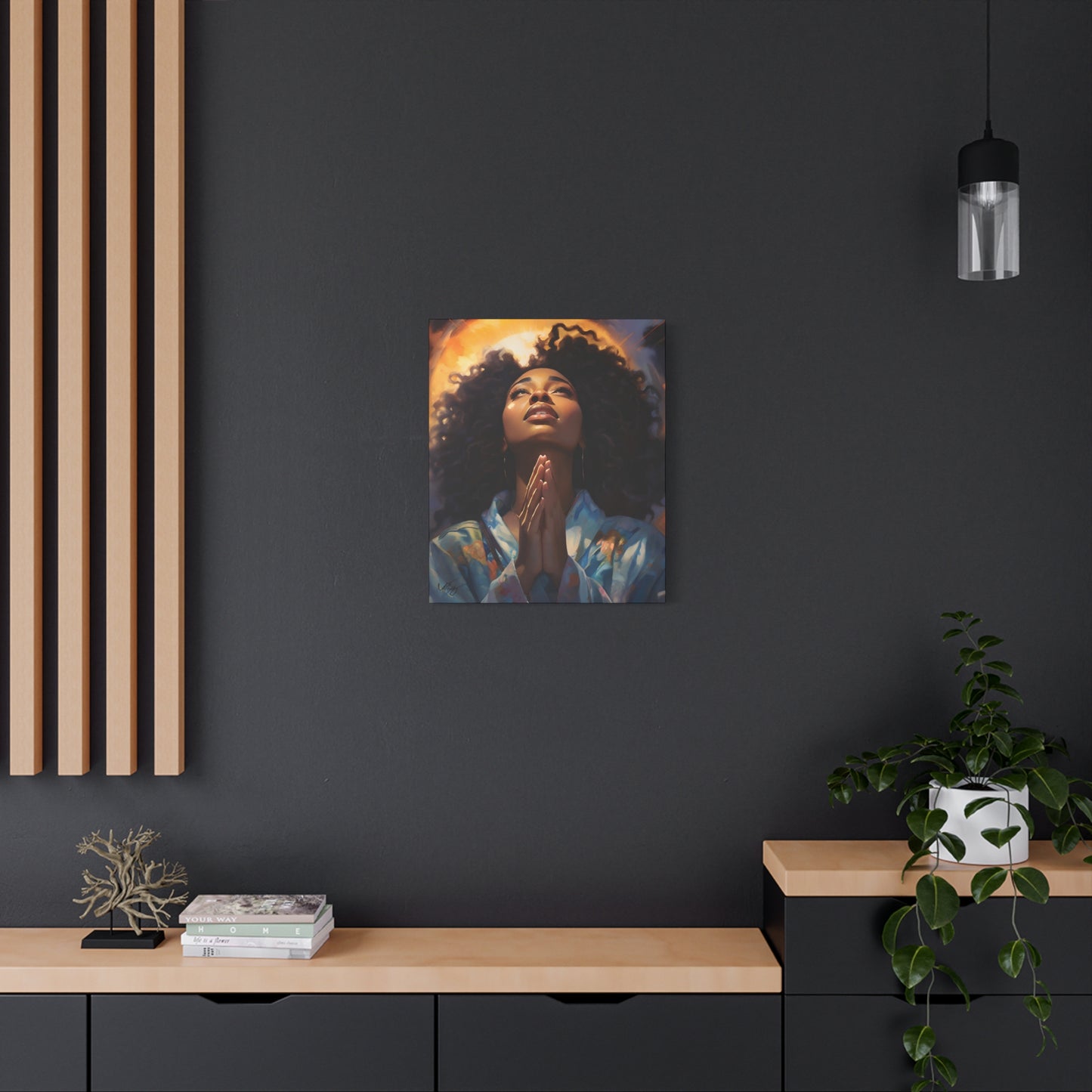 Please Deliver Me Peace The Moment Afrocentric Black Woman Spiritual Art Canvas Wall Print