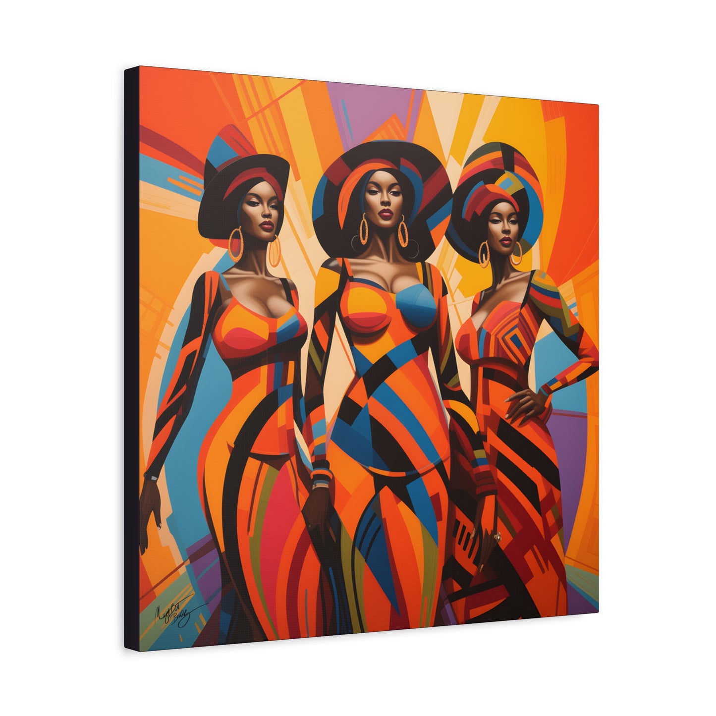 The Sisters Afrocentric Abstract Fantasy Black Woman Art Canvas Wall Print