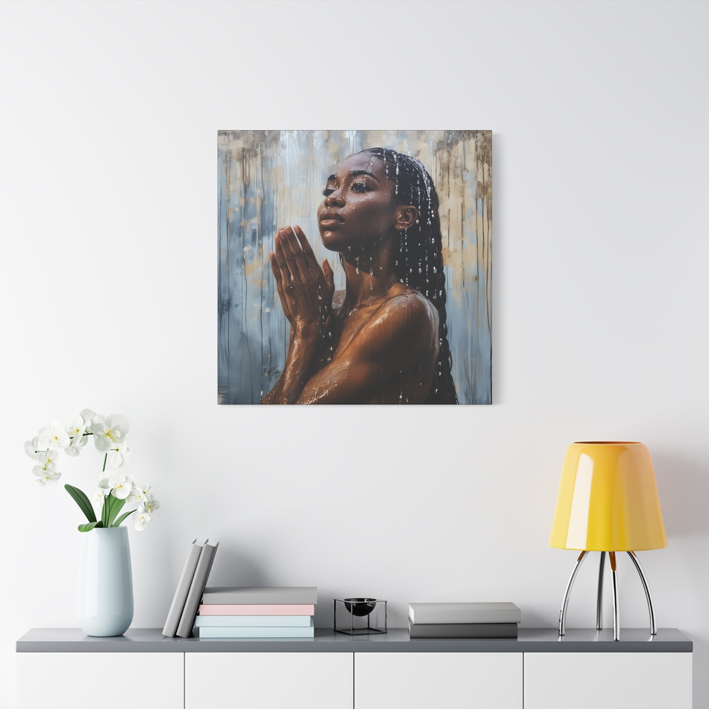 Naturally Peaceful Afrocentric Black Woman Art Canvas Wall Print