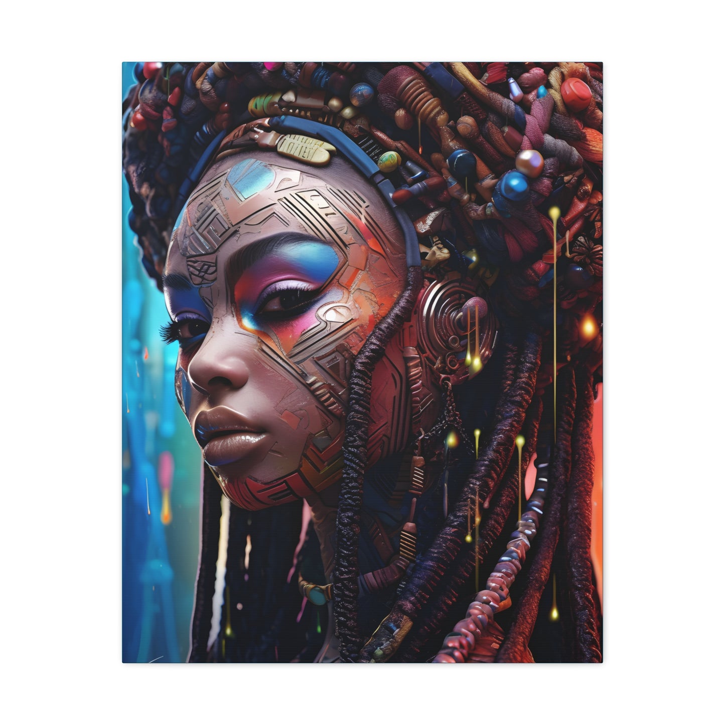 Princess Of The Past and Future Afrocentric Afrofuturism Abstract Black Artwork Canvas Wall Print