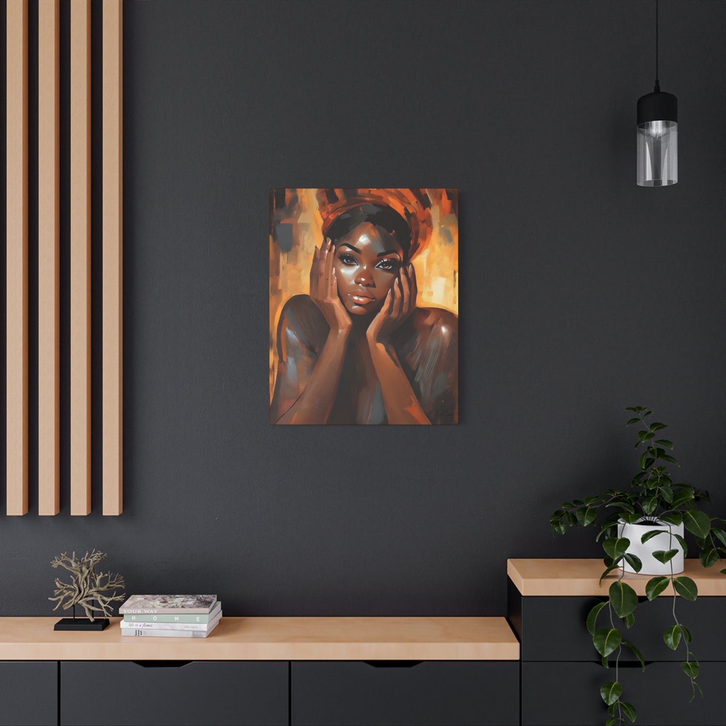 Hello Afrocentric Black Woman Art Canvas Wall Print