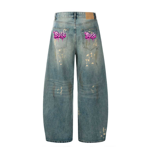 The Boss Hand-Painted Loose Distressed Streetwear Jeans - Xtreme Shopper