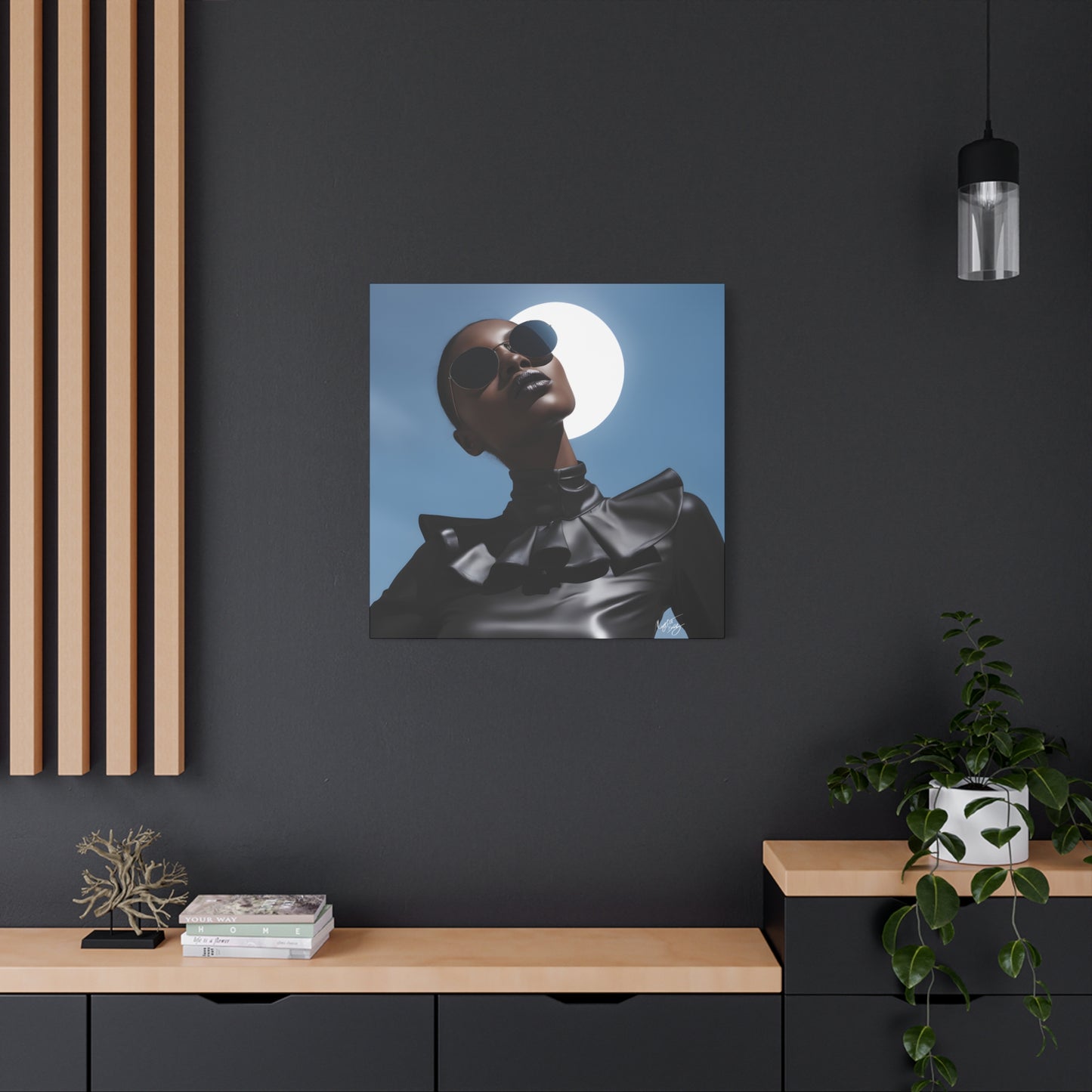 Moonstruck Afrocentric Black Woman Abstract Art Canvas Wall Print