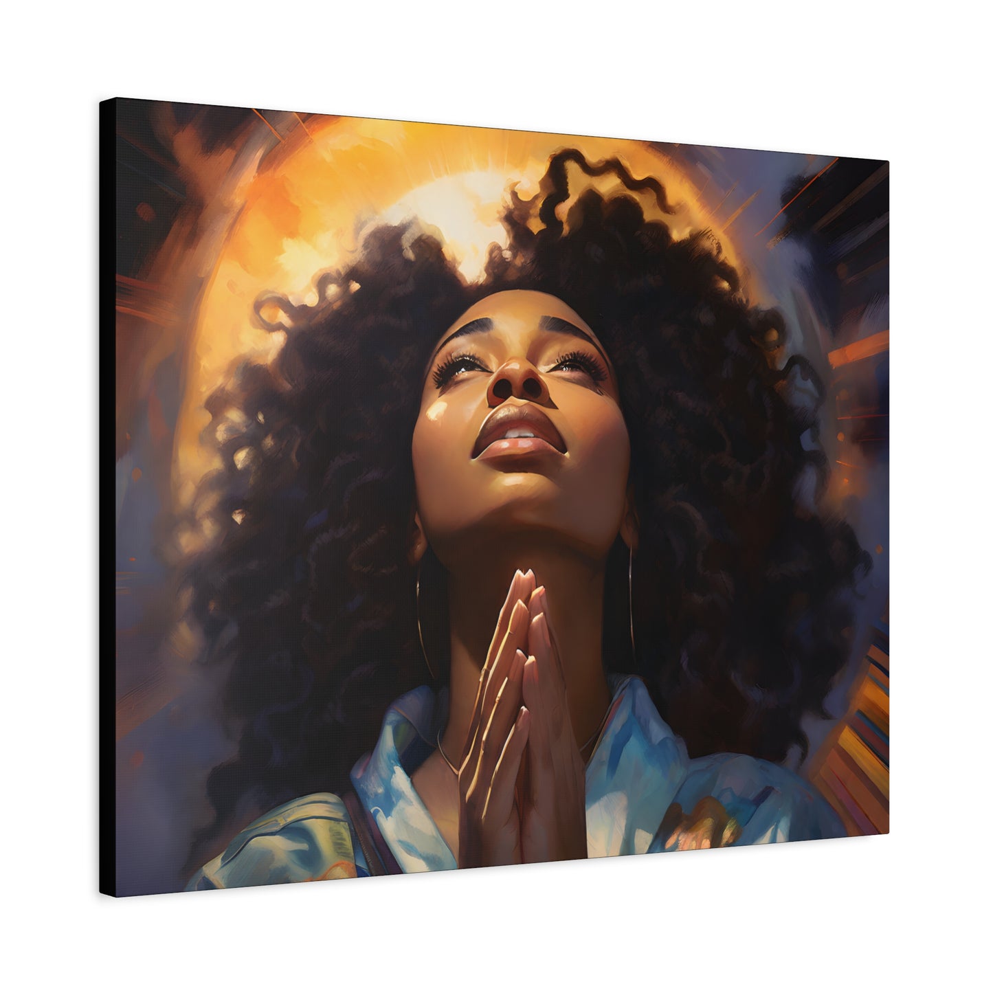 Please Deliver Me Peace The Moment Afrocentric Black Woman Spiritual Art Canvas Wall Print