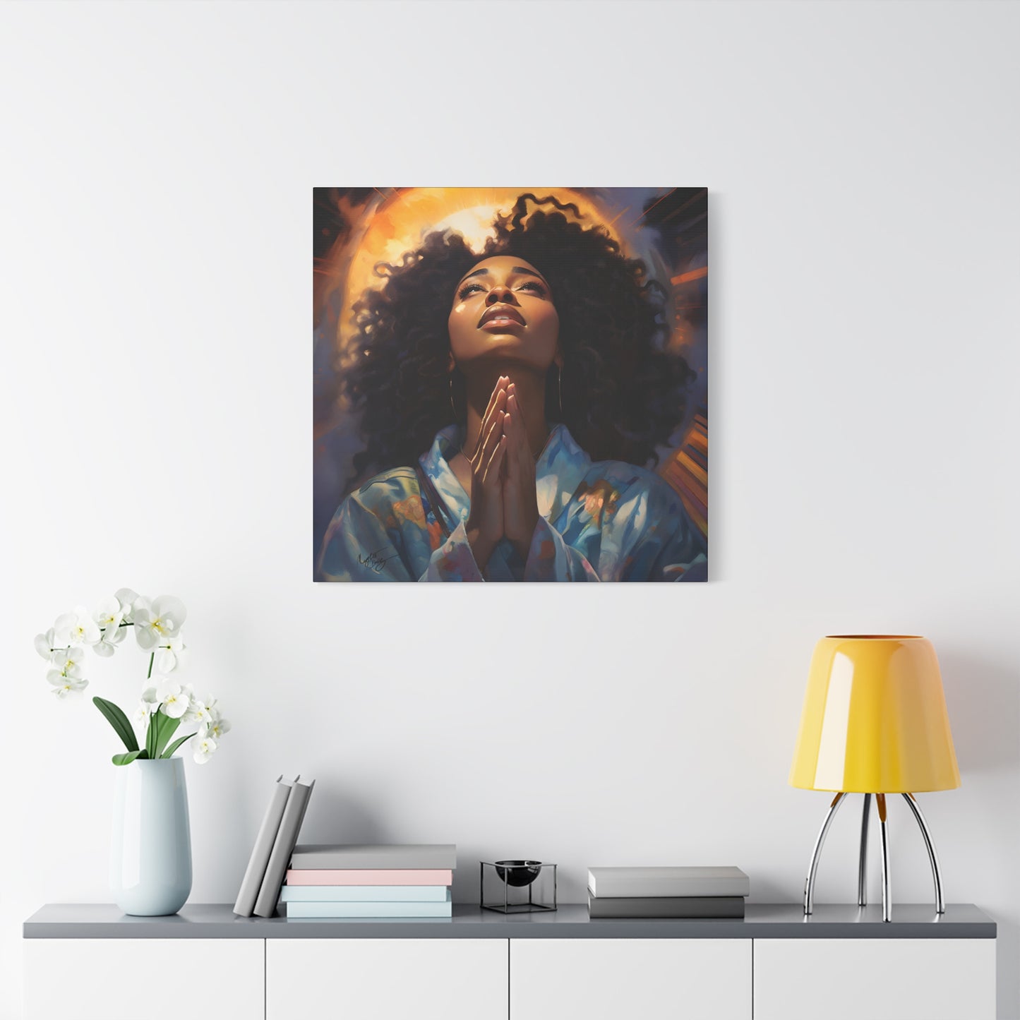 Please Deliver Me Peace The Moment Afrocentric Black Woman Spiritual Art Canvas Wall Print