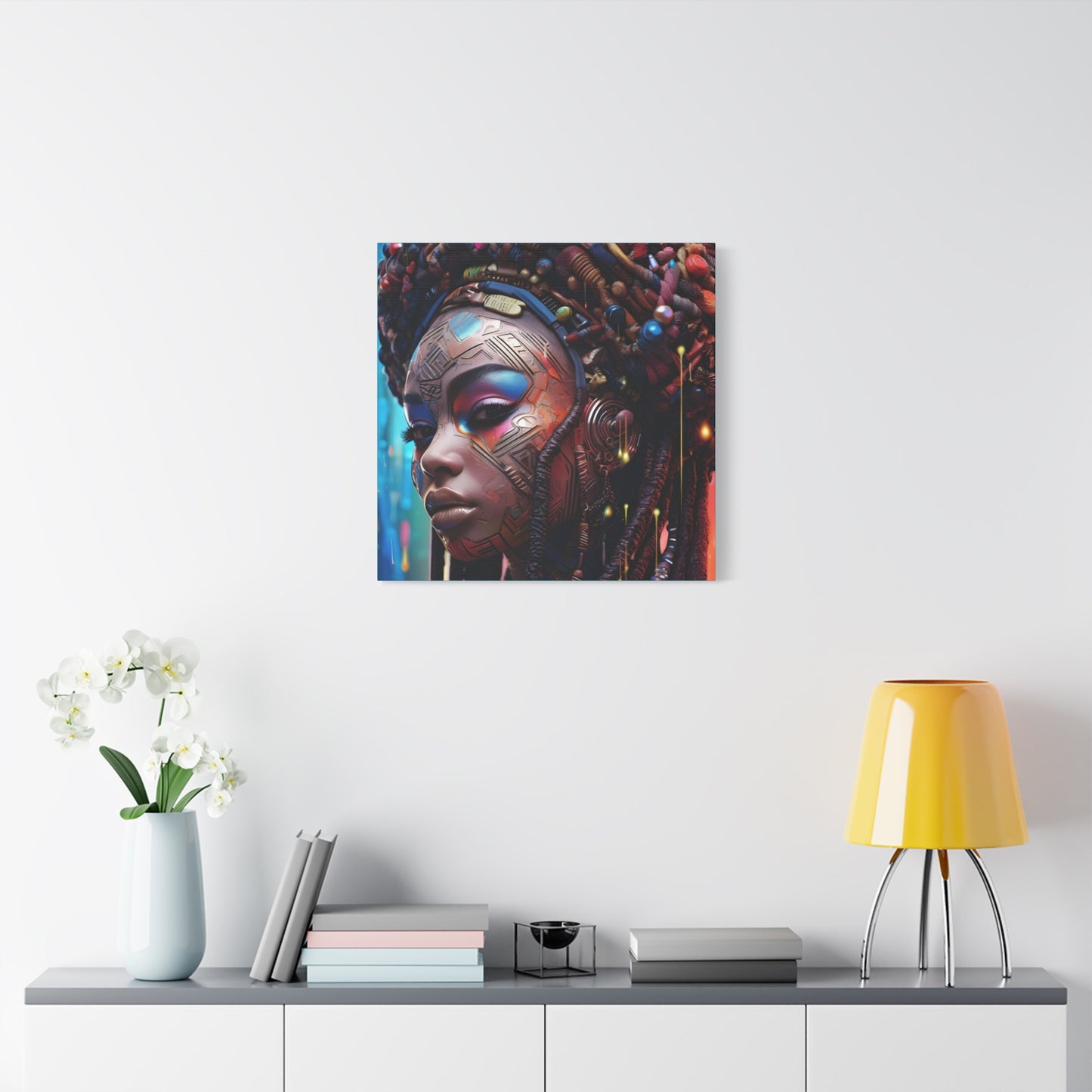 Princess Of The Past and Future Afrocentric Afrofuturism Abstract Black Artwork Canvas Wall Print