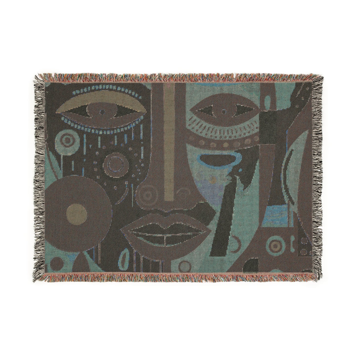 Abstract Mask Afrocentric Abstract Art Woven Throw Blanket