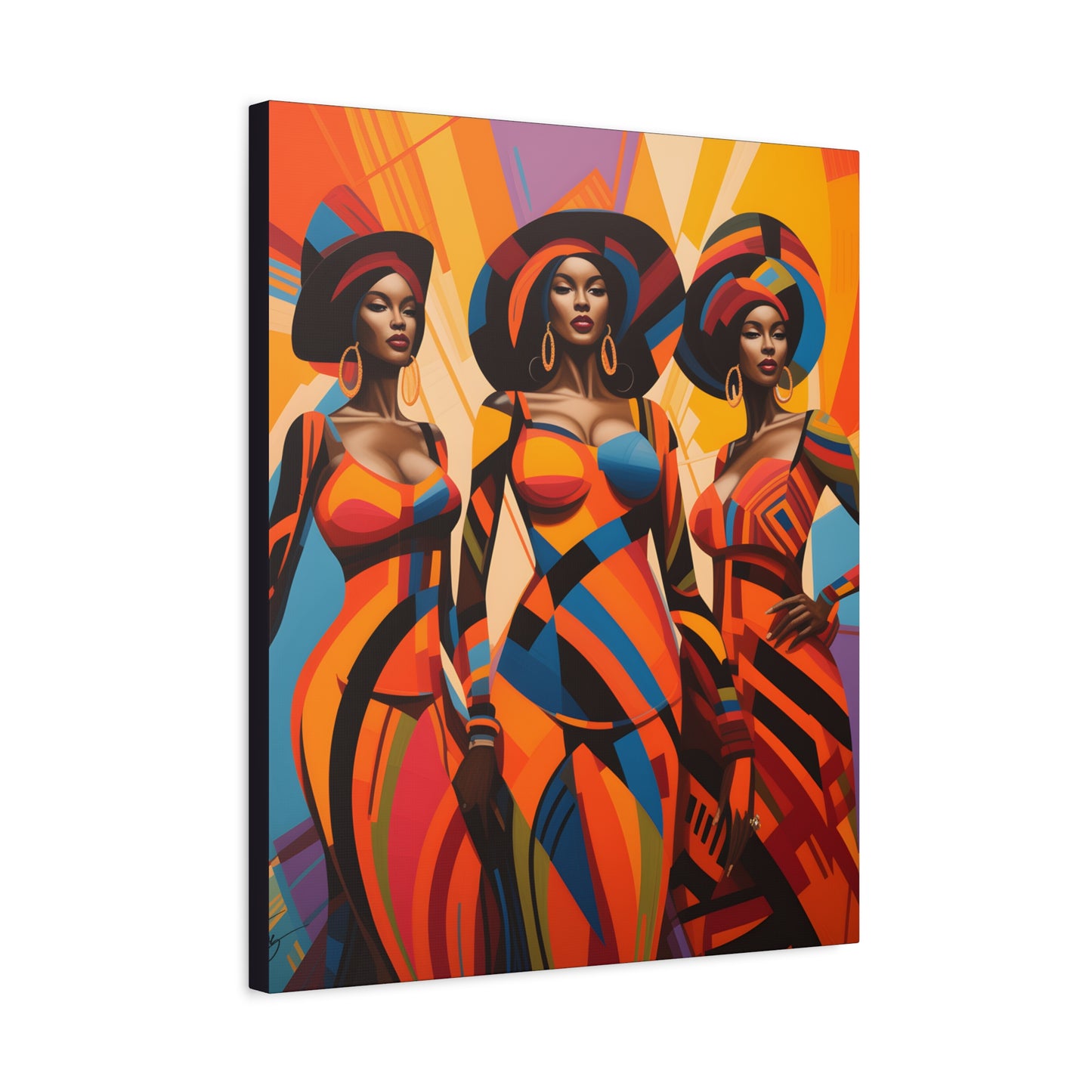 The Sisters Afrocentric Abstract Fantasy Black Woman Art Canvas Wall Print
