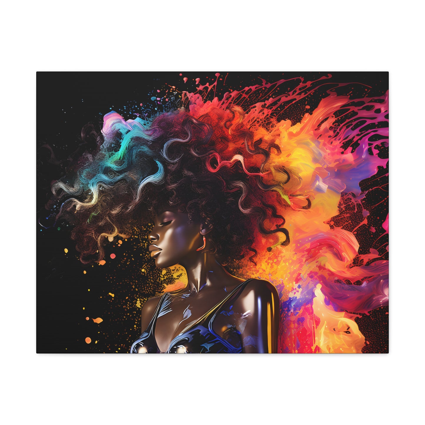 Colors Of The Universe Afrocentric Black Woman Abstract Fantasy Art Canvas Wall Print