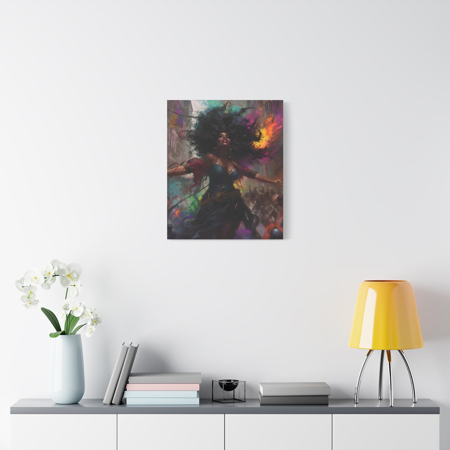 Flee To Freedom Afrocentric Abstract Black Woman Fantasy Alternative History Art Canvas Wall Print