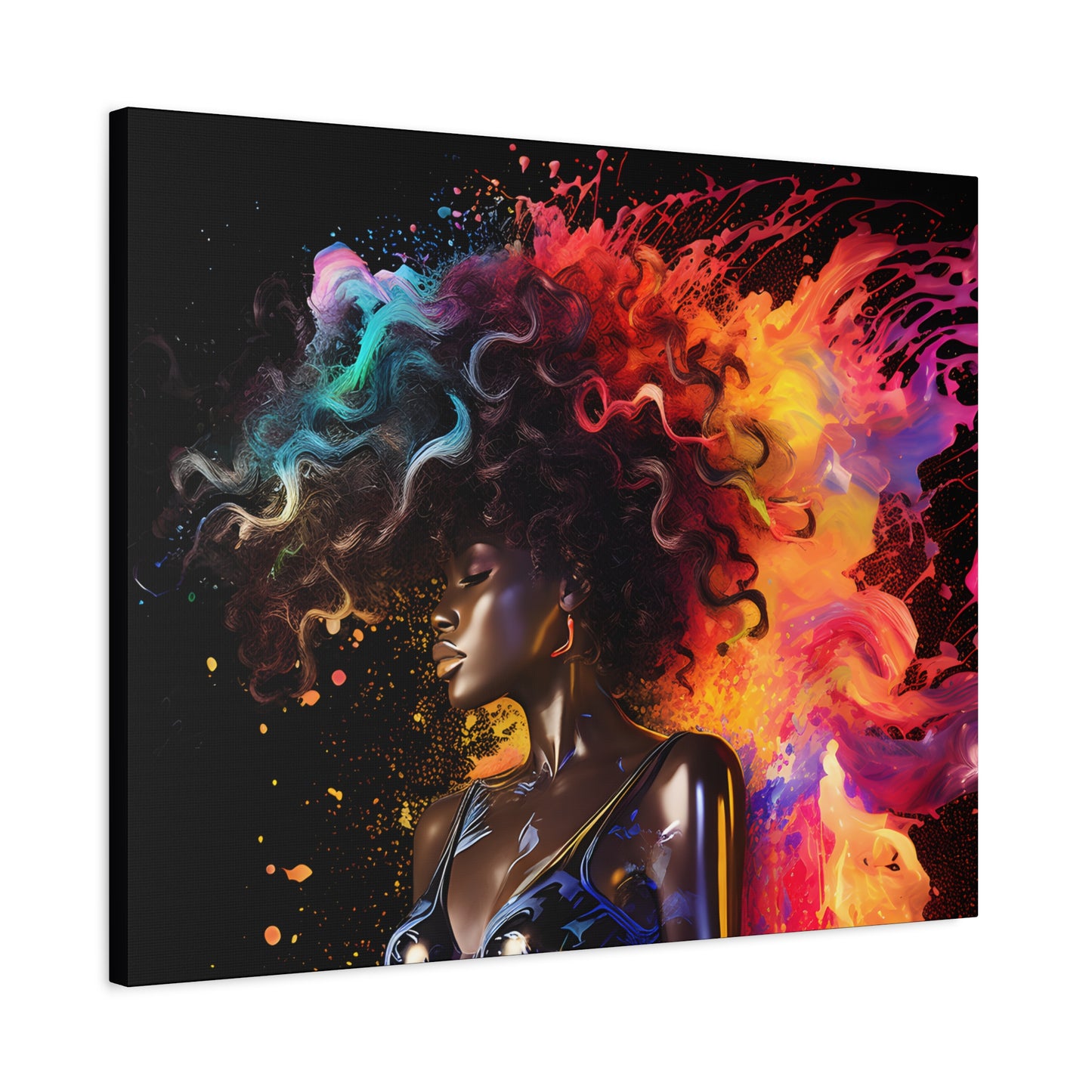 Colors Of The Universe Afrocentric Black Woman Abstract Fantasy Art Canvas Wall Print