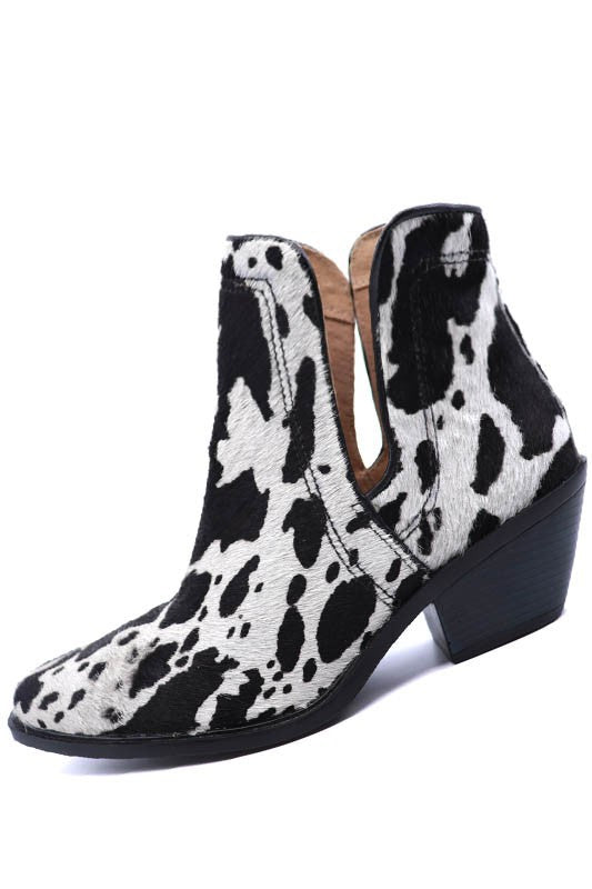 Western Cut Out Animal Hair and Leather Booties - Xtreme Shopper