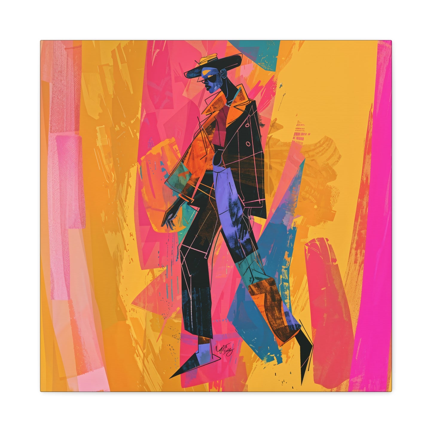So Cool Afrocentric Black Man Abstract Art Canvas Wall Print