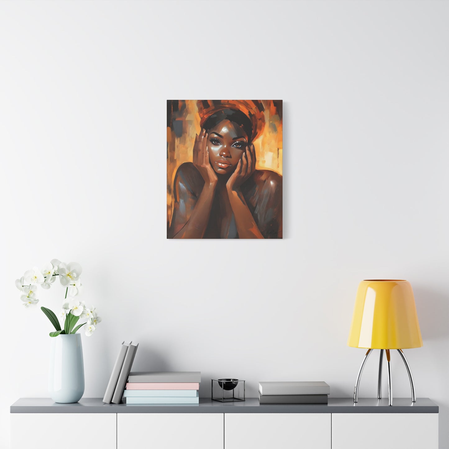 Hello Afrocentric Black Woman Art Canvas Wall Print