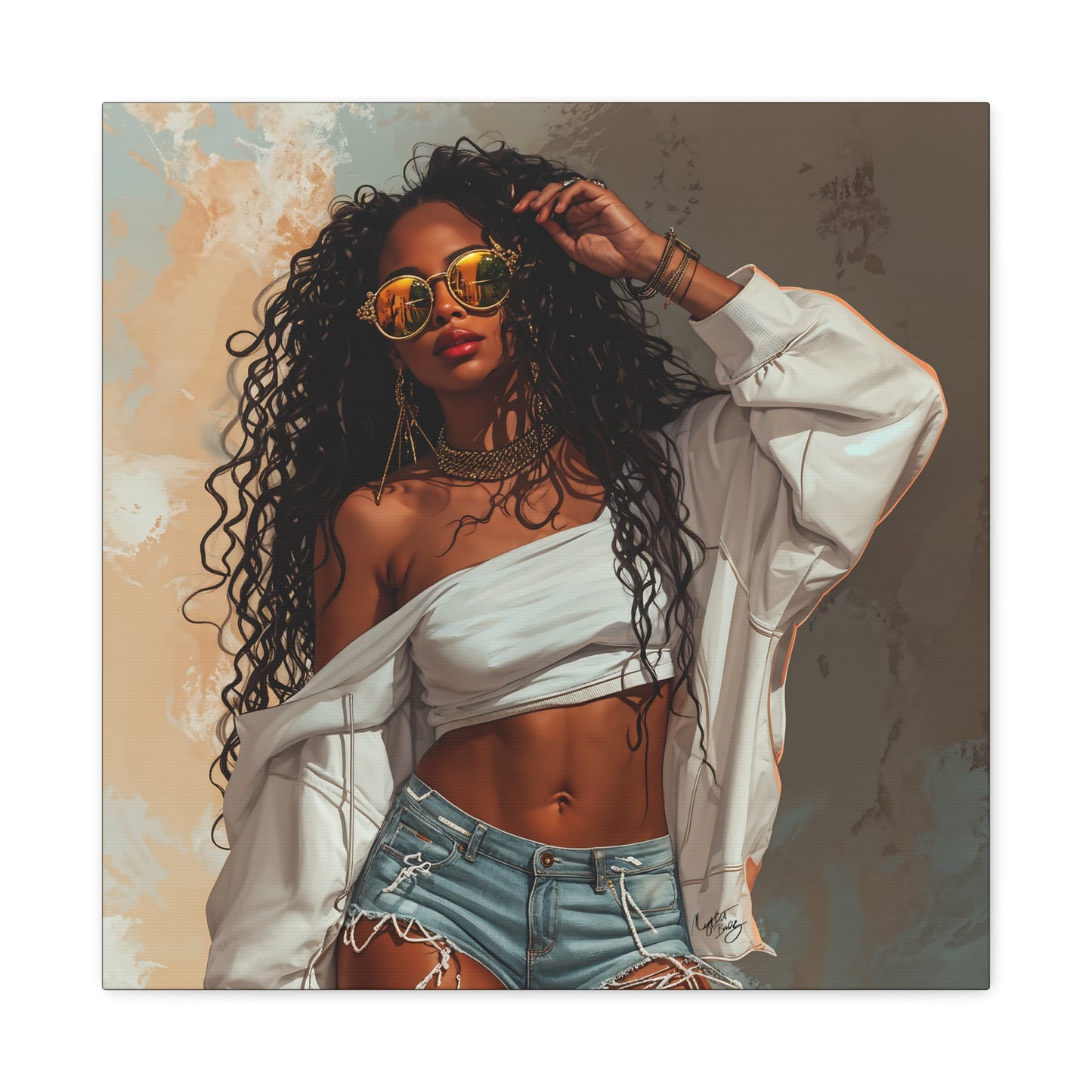 Never Let Them See You Sweat Afrocentric Black Woman Art Canvas Wall Print