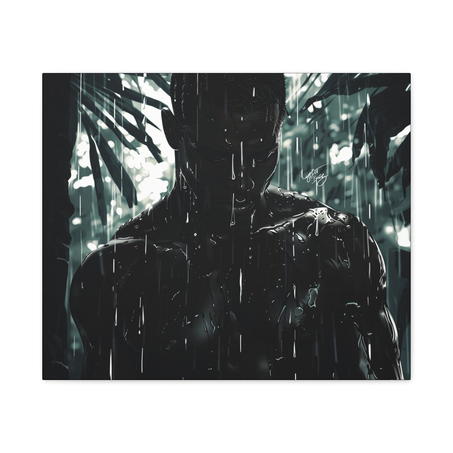 Rainy Days Aren't That Bad Afrocentric Black Man Art Canvas Wall Print