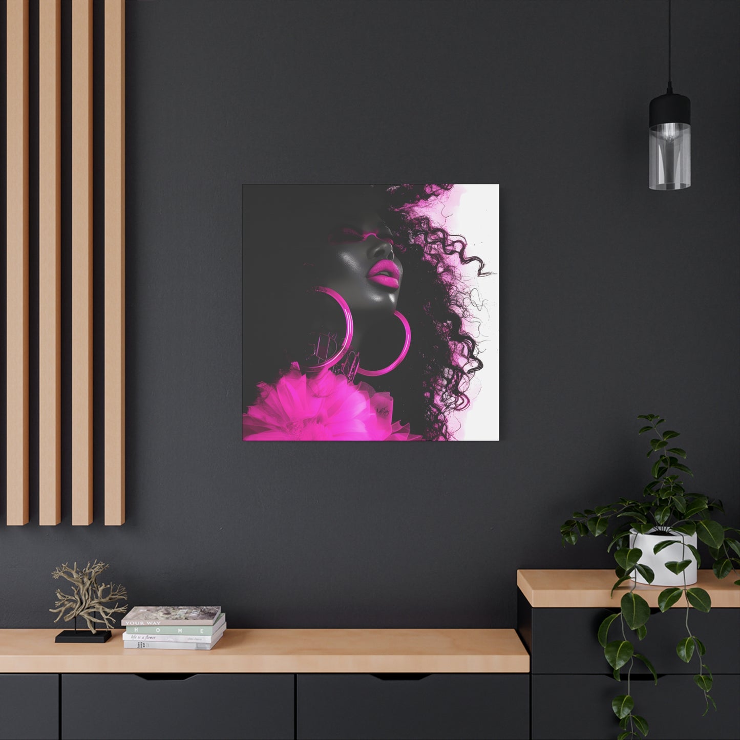 This Pink Is A Mood Afrocentric Black Woman Art Canvas Wall Print